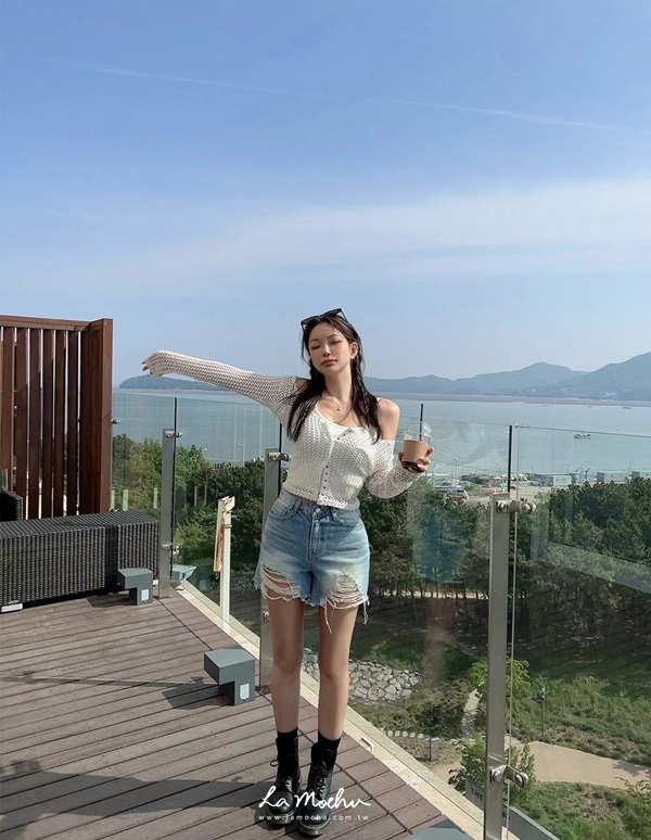 復古刷破牛仔短褲